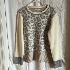 Gently used cream leopard sweater, medium